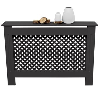 ECD Germany Cache-Radiateur Chauffage Moderne - 112x19x82cm  - Noir Étagère en Bois MDF - 1