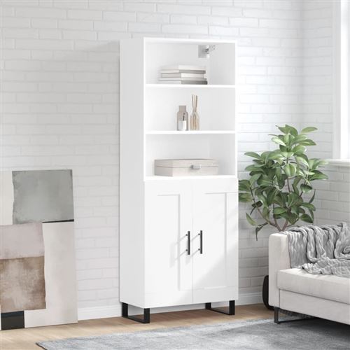 Non Communiqué Blanc Vidaxl Buffet Haut, Armoire De Rangement Avec Pieds, Meuble De Rangement, Organisateur Salon Salle De Séjour, Industriel, Bois D'ingénierie