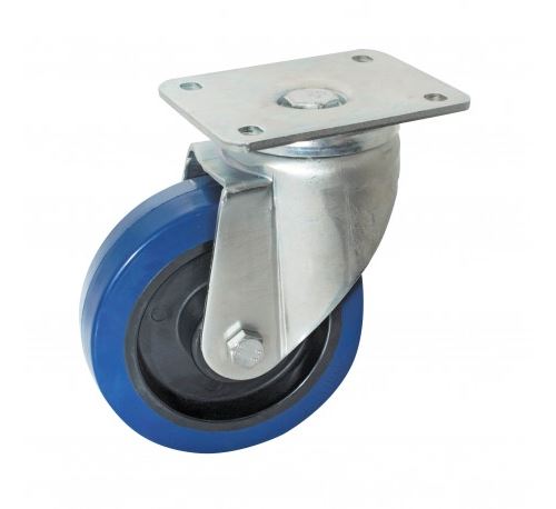 Roulette pivotante AVL - à platine - caoutchouc bleu - Ø160 - 527735