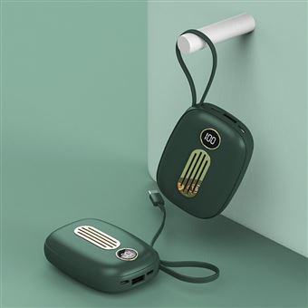 2 en 1 Chauffe-Mains Rechargeable 10000mAh Poche Chauffe-Eau Portable  Chauffage électrique Batterie Externe Chargeur avec Cable USB 
