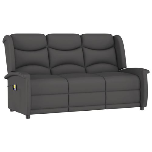 vidaXL Fauteuil inclinable de massage 3 places Gris foncé Microfibre