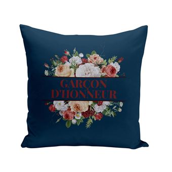 Fabulous Coussin bleu Garçon d'Honneur Bouquet Fleurs [40x40 cm] - 1