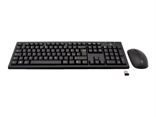 V7 CKW200IT - Toetsenbord en muis set - draadloos - 2.4 GHz - Italiaans - zwart
