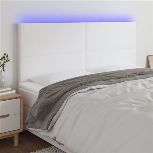 vidaXL Tête de lit à LED Blanc 200x5x118/128 cm Similicuir3122253