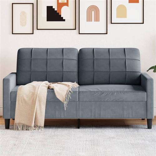 Non Communiqué Multicolore Canapé À 2 Places Gris Foncé 140 Cm Velours