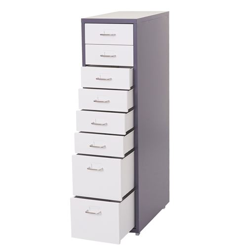 Mendler Gris/Blanc Roll Container Boston T851, 110X28x41cm 8 Tiroirs Foncé - Image 3
