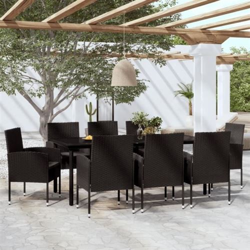 Non Communiqué Noir Vidaxl Ensemble De Salle À Manger De Jardin 9 Pcs