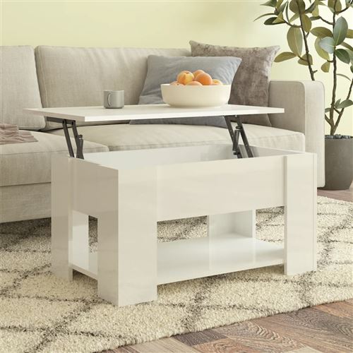 Vidaxl Blanc Table Basse Brillant 79X49x41 Cm - Image 3