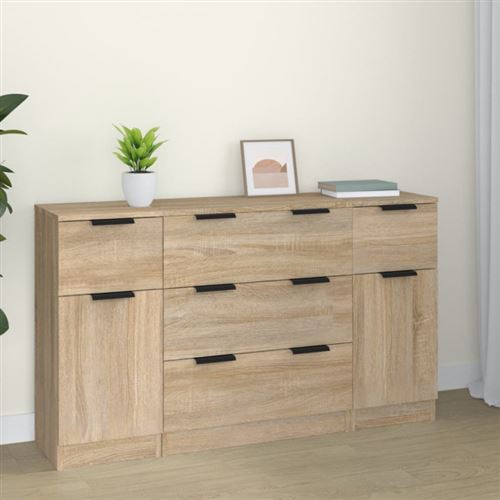 Non Communiqué Marron Ensemble De Buffets 3 Pcs Chêne Sonoma Bois D Ingénierie