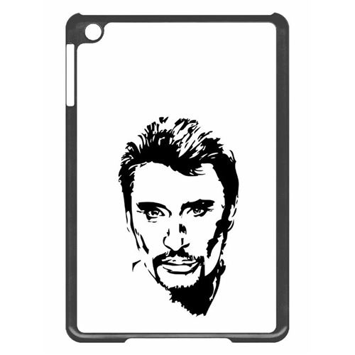 Coque tablette My-Kase pour iPad mini 2 - dessin johnny hallyday noir et blanc - Plastique Noir