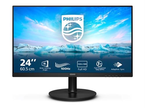 Philips V-line 241V8LAB - Écran LED - 24 (23.8 visualisable) - 1920 x 1080 Full HD (1080p) @ 100 Hz - VA - 250 cd/m² - 4000:1 - 4 ms - HDMI, VGA - haut-parleurs - noir texturé