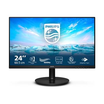 Philips V-line 241V8LAB - Écran LED - 24" (23.8" visualisable) - 1920 x 1080 Full HD (1080p) @ 100 Hz - VA - 250 cd/m² - 4000:1 - 4 ms - HDMI, VGA - haut-parleurs - noir texturé
