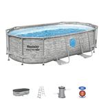 Kit Piscine hors sol tubulaire - Steel Pro MAX™- 427 x 250 x 100 cm - Ovale (Filtre a cartouche, échelle, bâche, 1 cartouche