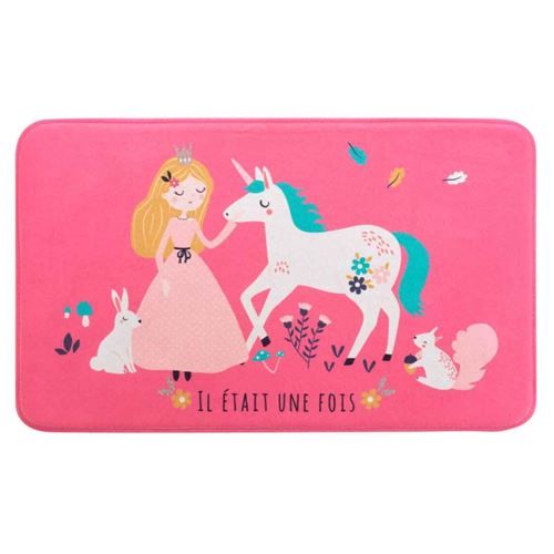 Non Communiqué Rose Tapis Enfant "Princesse Licorne" 45X75cm