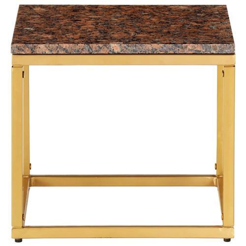 vidaXL Table basse Marron 40x40x35 cm Pierre véritable texture marbre