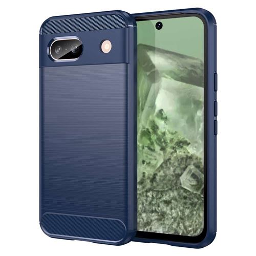 Coque pour Google Pixel 8a - housse etui silicone gel carbone + verre trempe - BLEU FONCE - htdmobiles