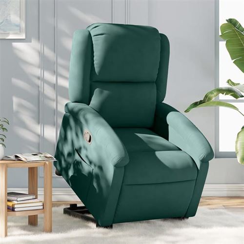 Non Communiqué Vert Vidaxl Fauteuil De Relaxation Inclinable Velours Foncé