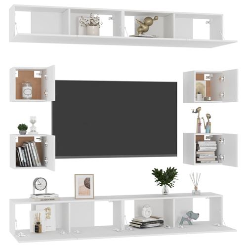 Non Communiqué Blanc Vidaxl Ensemble De Meubles Tv 8 Pcs Aggloméré