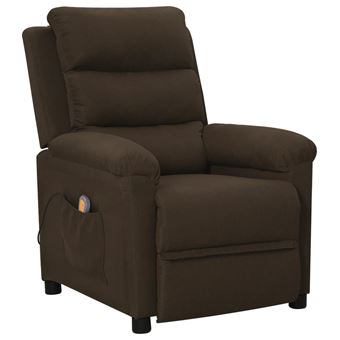 vidaXL Fauteuil de Massage, Siège Inclinable avec Dossier et Repose-pied Réglables, Chaise de Salle de Séjour Salon Intérieur, Moderne, Marron Foncé Tissu 342356 - 1