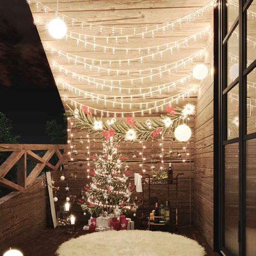 vidaXL Guirlande lumineuse Globe 20m 200 LED Blanc chaud 8 fonctions