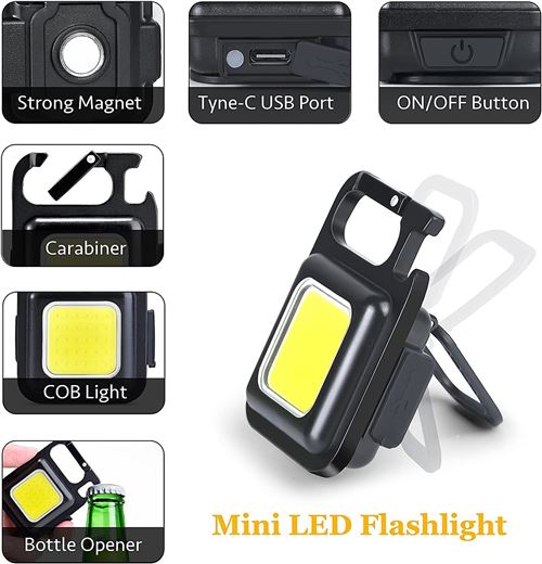 Mini lumière LED Ultra petite, porte-clés Rechargeable, lampe de travail COB pour Camping en plein air, clé de poche Portable, tournevis  30
