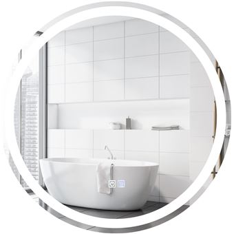 Giantex Miroir de Salle de Bain Rond LED Φ60 cm, avec Luminosité Réglables - 1
