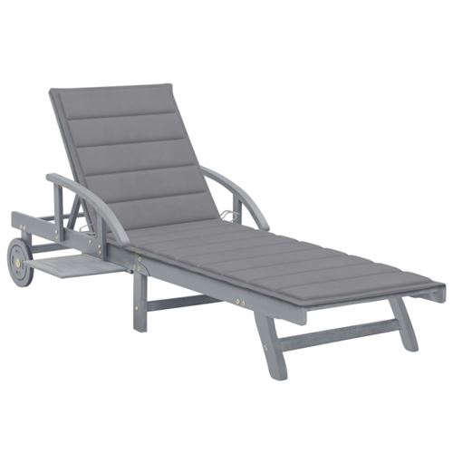 Non Communiqué Gris Chaise Longue Vidaxl H. 30 Cm L. 200 Cm En Acacia Non Empilable Non Pliable