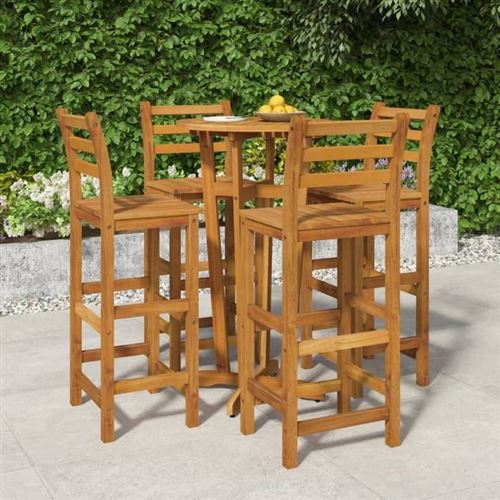 Non Communiqué Marron Vidaxl Ensemble De Bar De Jardin 5 Pcs, Table Et Chaises Avec Repose-Pieds, Ensemble De Meubles De Terrasse Extérieur, Bois 3154383