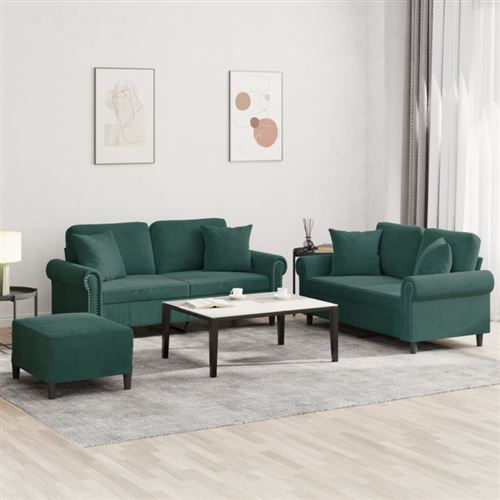 Vidaxl Vert Canapé Avec Repose-Pied - Foncé - Image 2