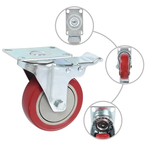 Vidaxl 16 Pcs Roulettes Pivotantes 100 Mm