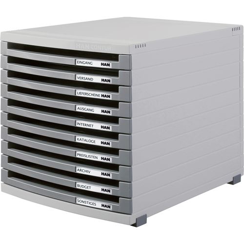 Han Gris Module De Classement Contur, 10 Tiroirs Ouverts,