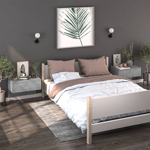 Vidaxl Gris Tables De Chevet Murales 2 Pcs Béton - Image 3