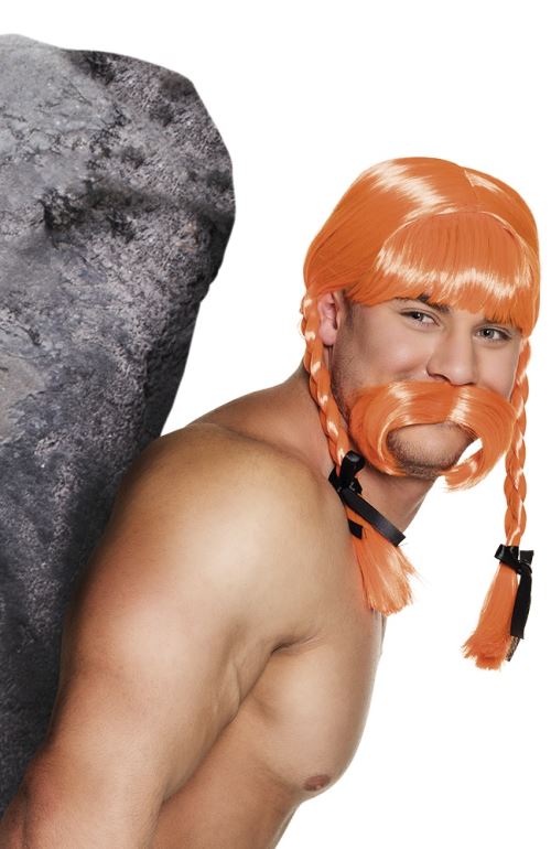 Boland perruque Galliër Obelix avec moustache hommes orange