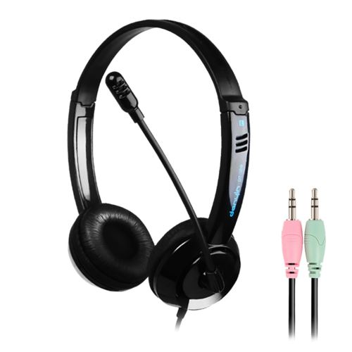 Générique Noir Casque 3.5Mm Supra-Auriculaire Microphone Stéréo Prise Double Filaire - Image 1