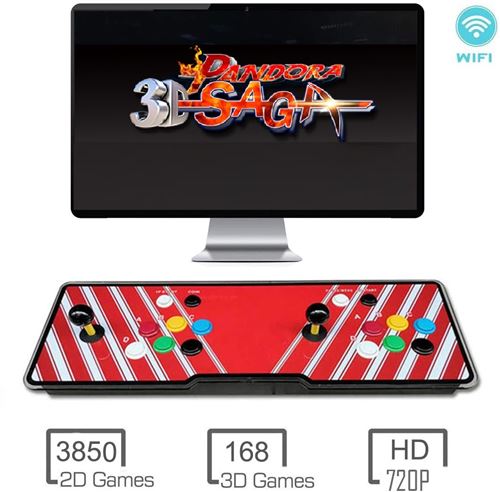 Console de jeu d'arcade rétro Pandora Box 3D SAGA WiFi 68CM - rouge
