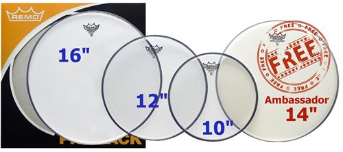 Remo PP-1860-BE - Pro Pack (Emperor transparente 10, 12, 16 + Ambassador sablée 14 gratuite)