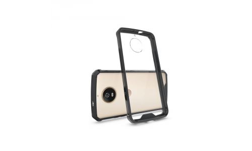 Coque bimatière Moto G5s bumper noir et dos rigide transparent