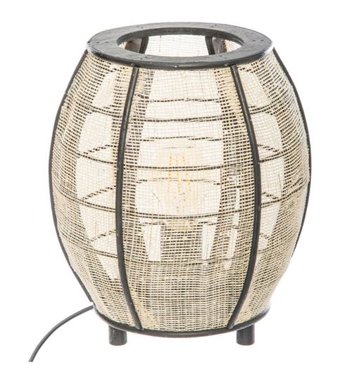 Lampe en bambou coloris Noir & Blanc - D. 23,5 x H. 27 cm -PEGANE-