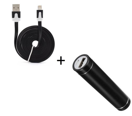 Pack Batterie pour IPHONE 8 Lightning (Cable Noodle 3m + Batterie Chargeur Externe) Power Bank 2600mAh (NOIR)