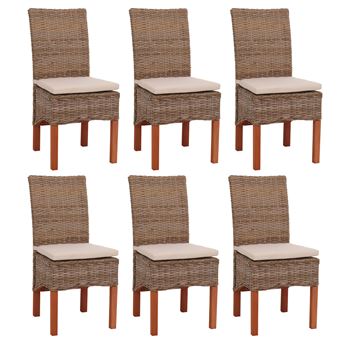 Lot de 6 chaises M44 salle à manger, rotin kubu/bois ...