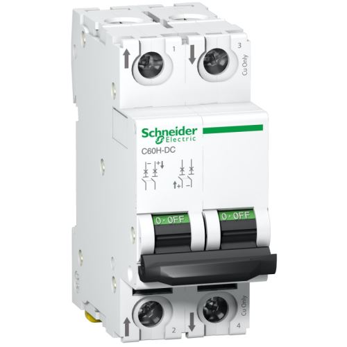 Schneider Acti9 C60h-Dc - Disjoncteur Modulaire - 2P - 2A - C Curve