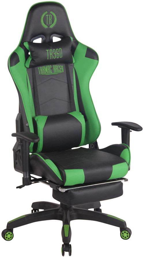 CLP Fauteuil de bureau Turbo XL en similicuir , Noir / Vert/Similicuir 