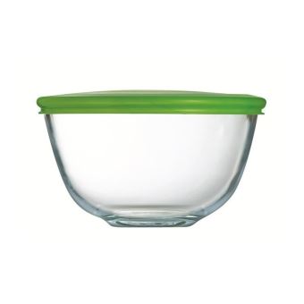 Pyrex Bol 2 l avec couvercle en verre borosilicate résistant aux taches,  Transparent, Vert : Pyrex: : Cuisine et Maison