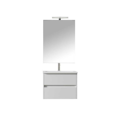 Ensemble de salle de bain LERMA meuble suspendu blanc brillant 60 cm