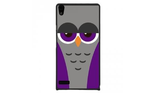 Coque rigide pour Huawei Ascend P6 avec impression Motifs chouette endormie mauve et grise