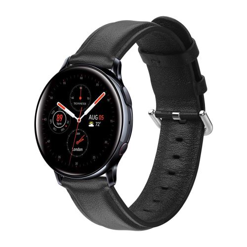 Bracelet en cuir haute qualité confortable Remplacement pour Samsung Galaxy Watch Active 2 - Noir (Taille S)