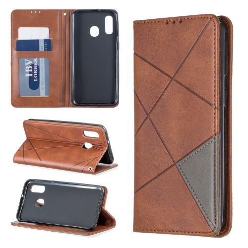 Etui en PU motif géométrique café pour votre Samsung Galaxy A40