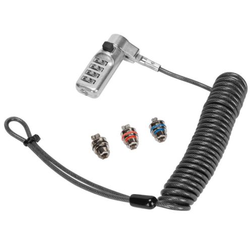 targus 3-in-1 coiled combin lock noir