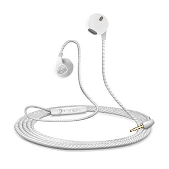 Ecouteurs Plat pour MEIZU Pro 6 Smartphone avec Micro Reglage Kit Main Libre Casque Universel Prise Jack (BLANC) - 1