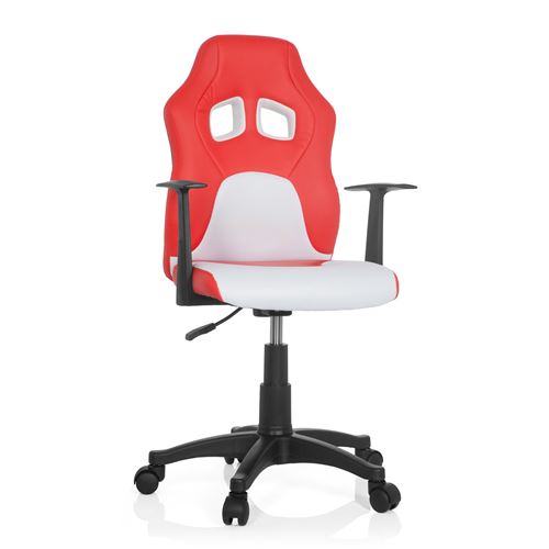 Chaise de bureau / Siège pivotant enfant TEEN RACER AL rouge/blanc hjh OFFICE